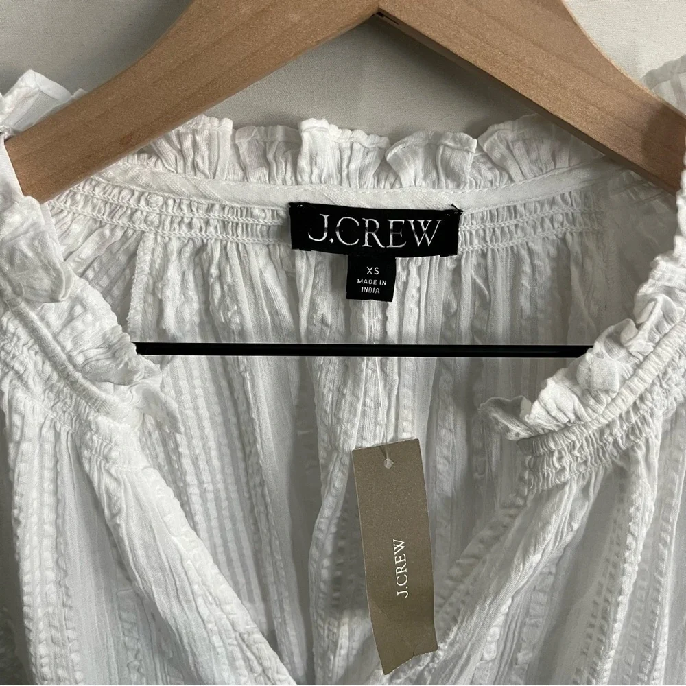 J. Crew Ruffle Trim Tiered Mini Dress White